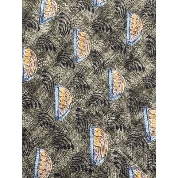 ERMENEGILDO ZEGNA Men's Tie 100% Silk ITALY Luxury FLORAL Green Orange EUC - Picture 2 of 8